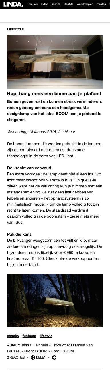 BOOM featured op Lindanieuws.nl | 16 januari 2015